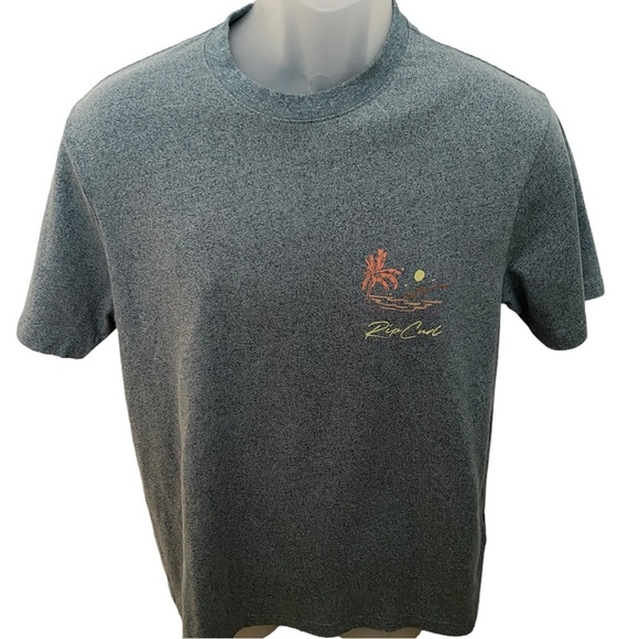 RIP CURL Surf Waves Heather Gray Tee Shirt Men S Small Standard Fit - Picture 2 of 7